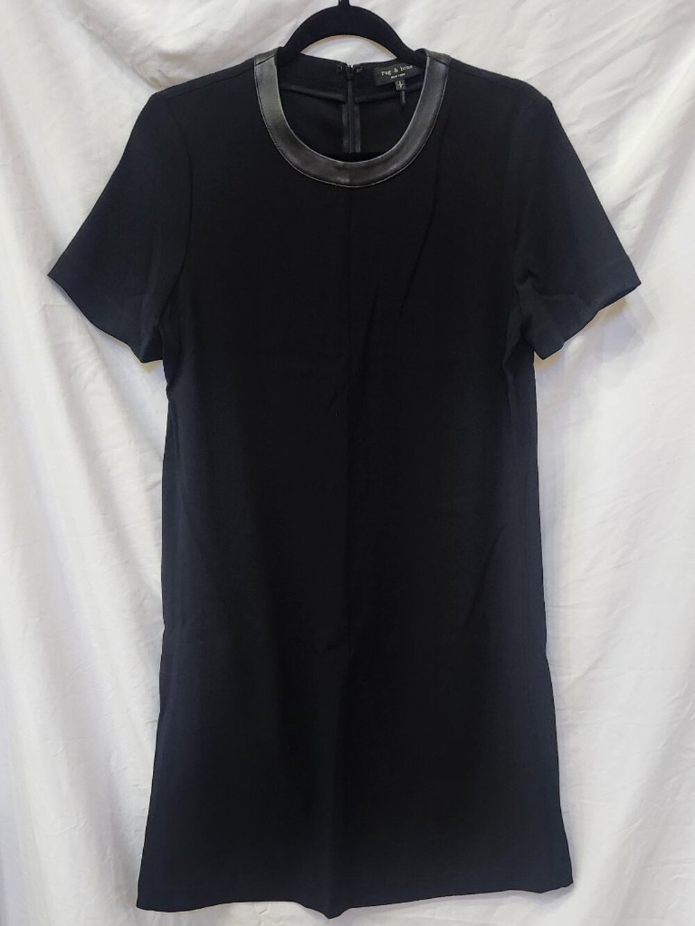 Rag and Bone short sleeve zip up black high neck dress with collar detail, S